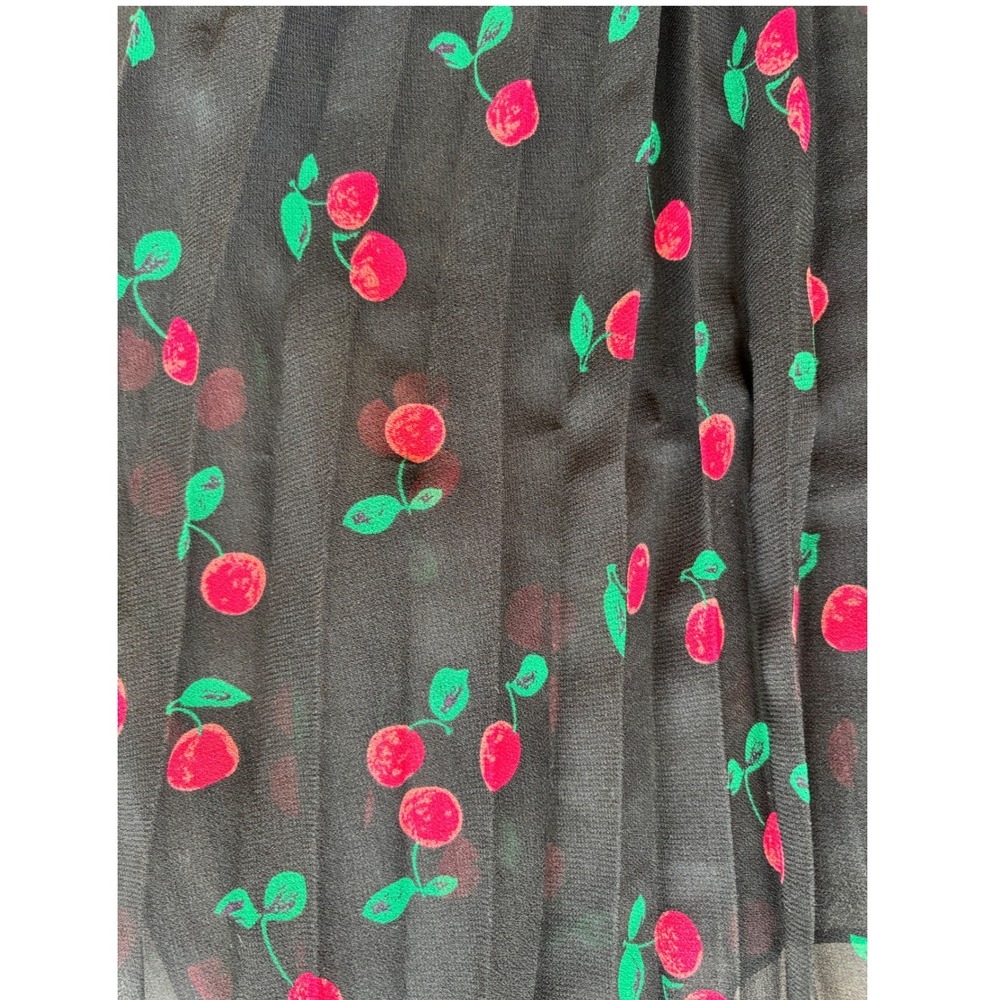 The Kooples Paris Preppy Cherry Print Pleated Asymmetric Dress Midi Size 0 - Picture 5 of 9